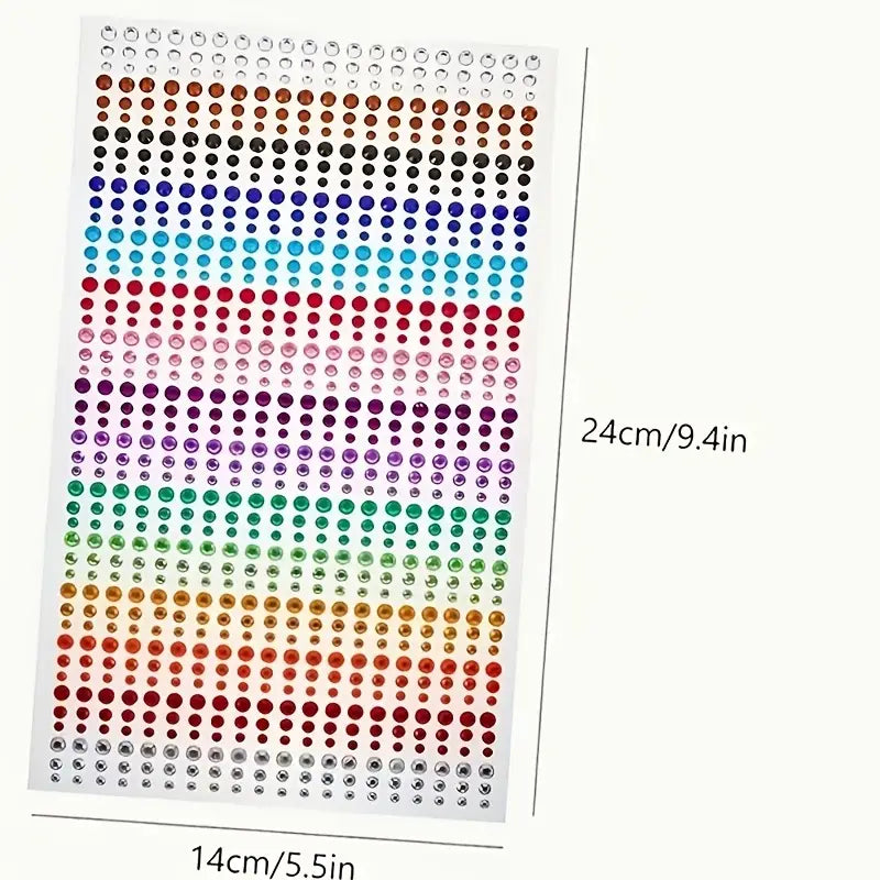 3D Acrylic Diamond Stickers – 900 Pieces in 15 Vibrant Colors