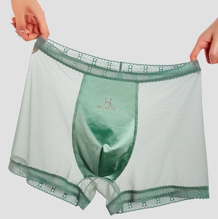 Men's breathable mesh seamless antibacterial boxer briefs