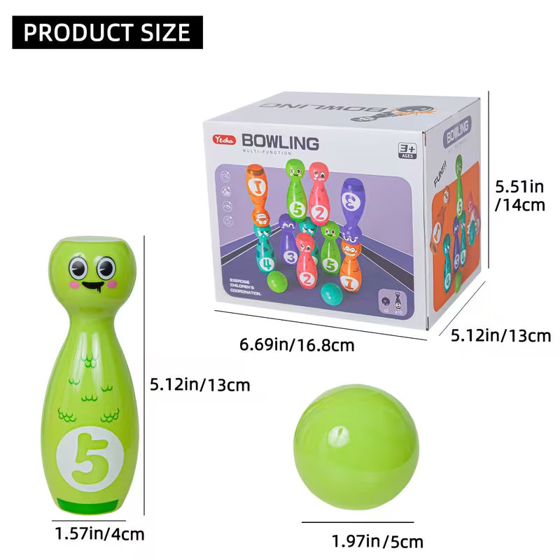 Bowling Toy Set With Cartoon Fun Expressions