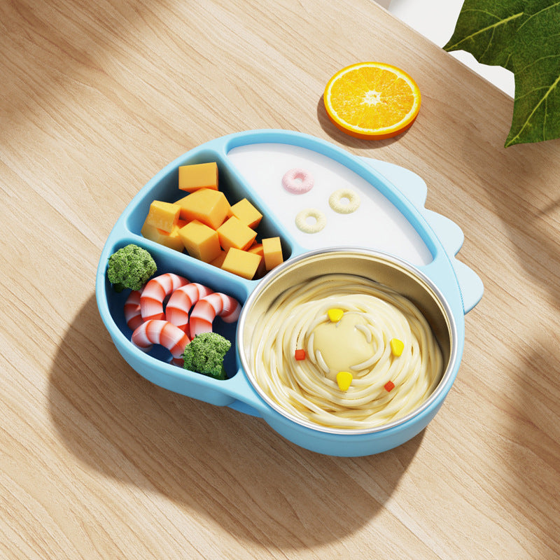Kids Silicone Divided Cartoon Plate Baby Suction Tableware Non-Slip Feeding Dish