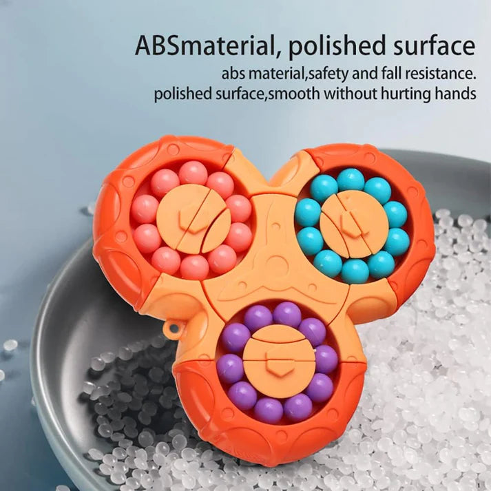 Fidget Spinner + Six-Sided Rotating Cube 2-in-1, Magic Bean Fun Educational Toy