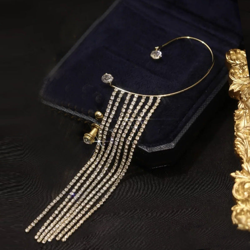 Sparkling Diamond Tassel Earrings