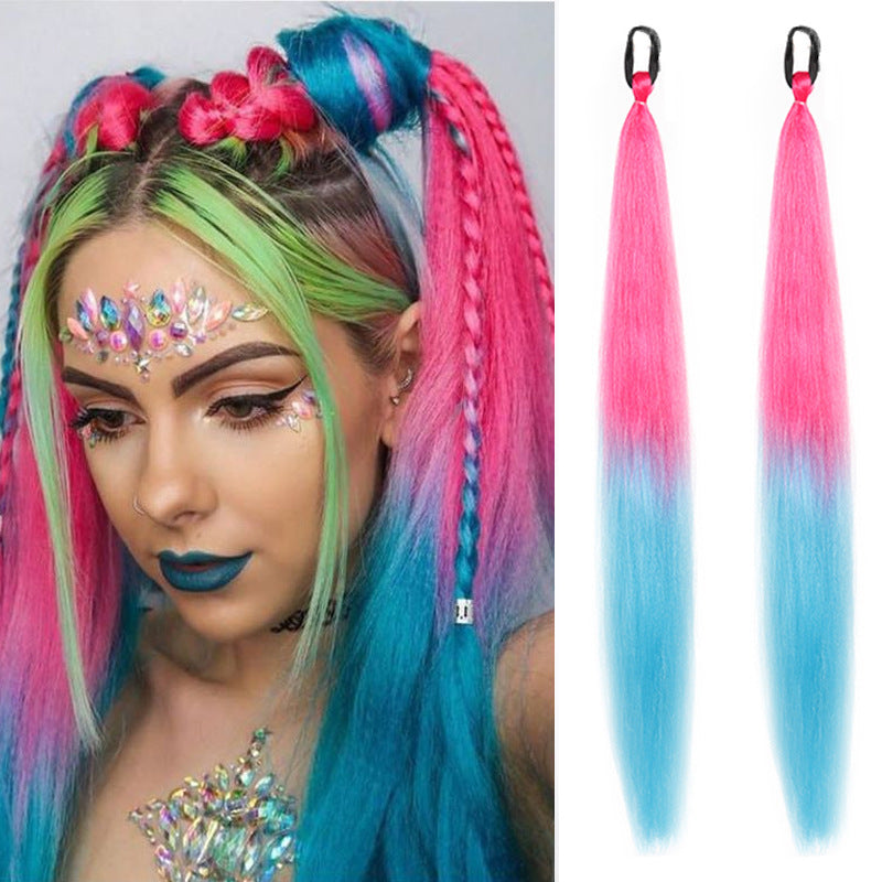 2pcs Ombre Jumbo Braiding Ponytail Extensions, 26-Inch Synthetic High Temperature Fiber Hair