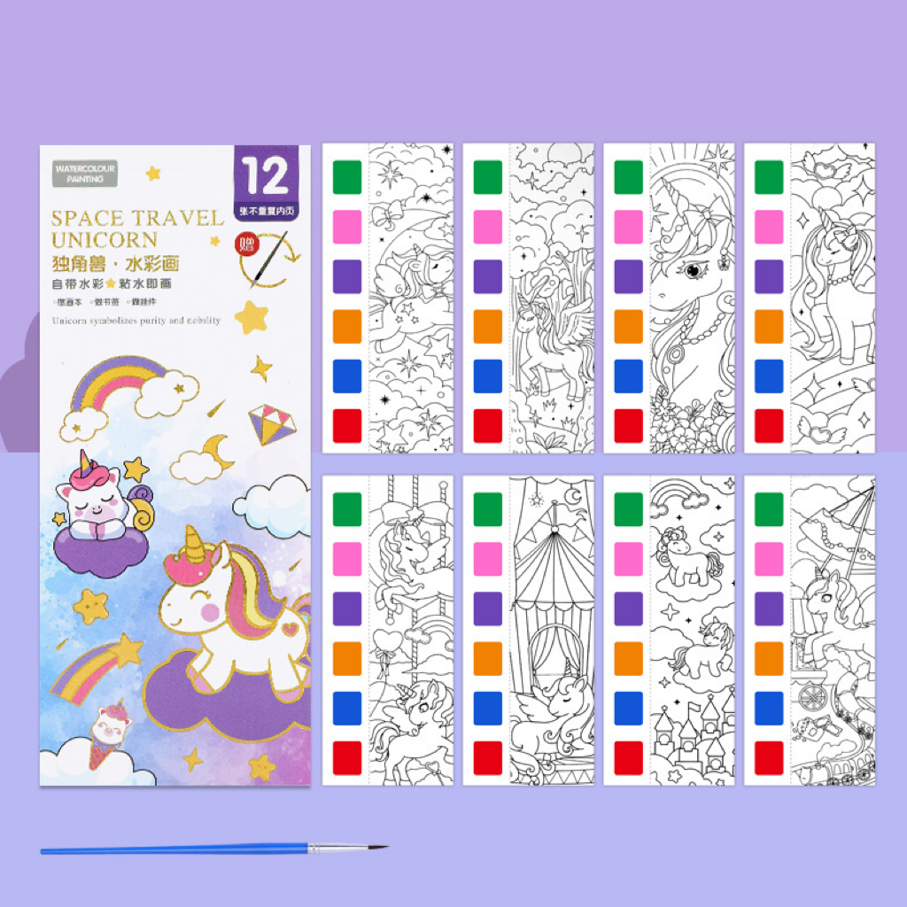 Watercolor Coloring Bookmarks for Kids, Drawing and Coloring