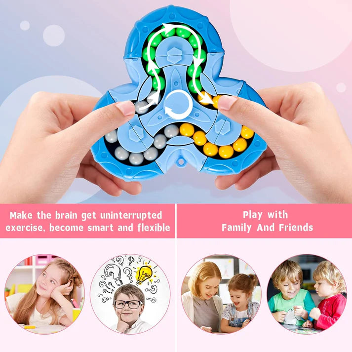 Fidget Spinner + Six-Sided Rotating Cube 2-in-1, Magic Bean Fun Educational Toy
