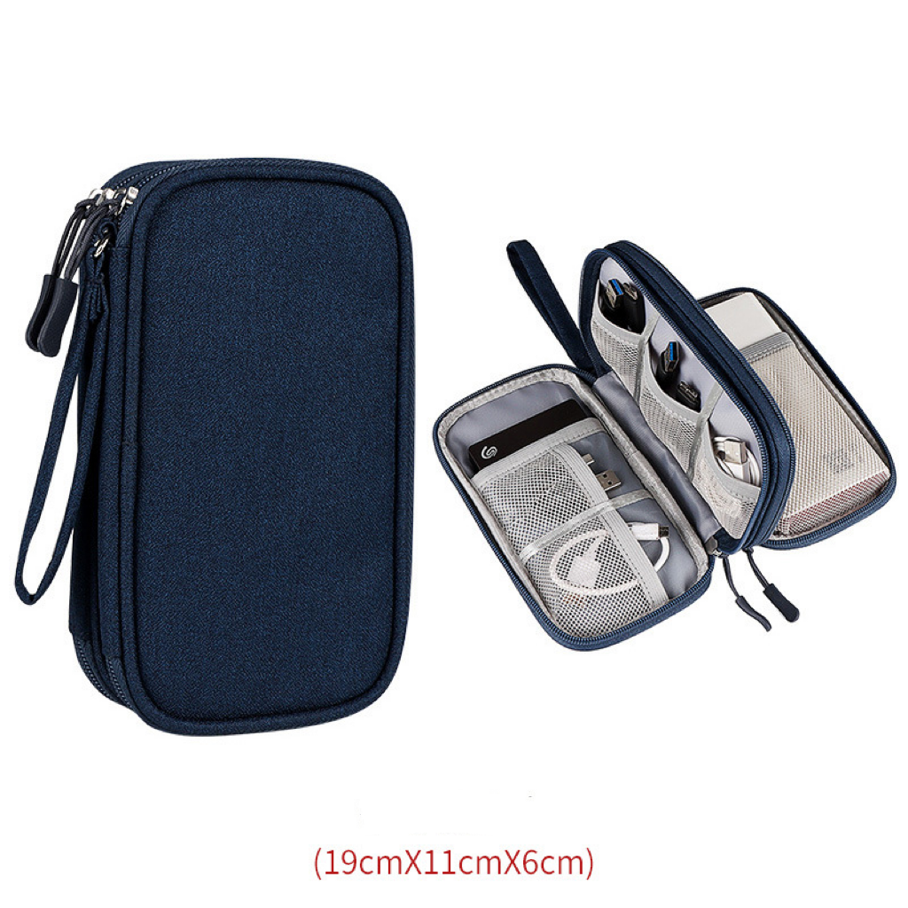 Travel Electronics Organizer - Portable Cable and Charger Storage Bag, Durable Polyester, Mesh Pockets for Accessories, Ideal for Men and Women