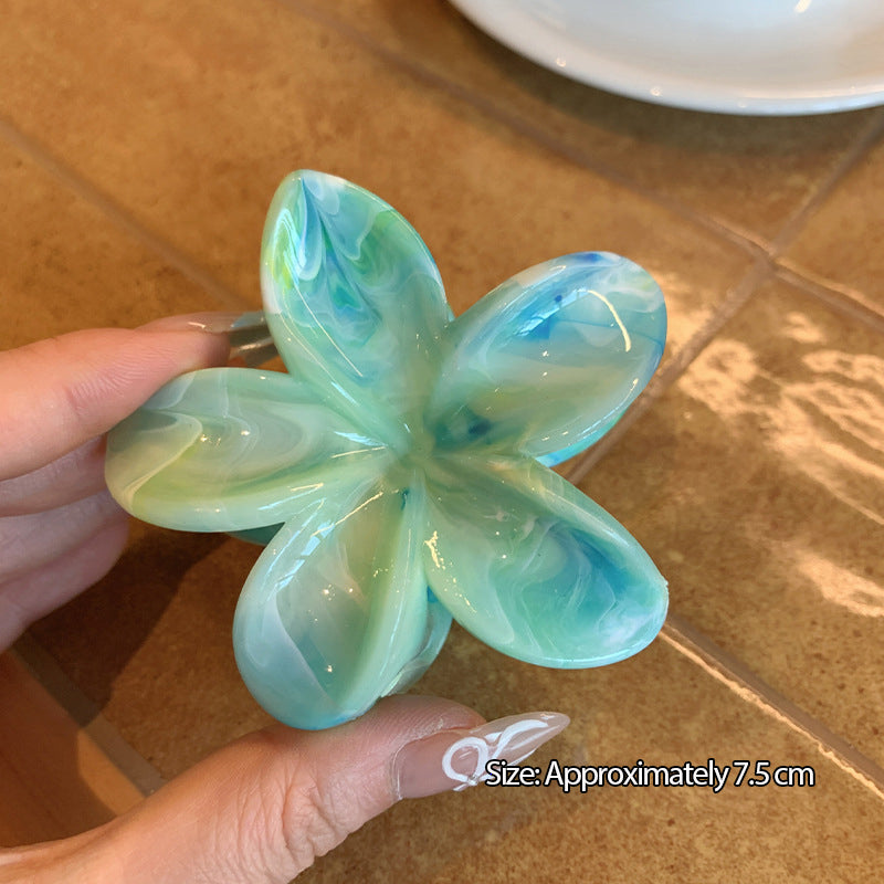 Plumeria Flower Shark Hair Claw Clip for Women – Summer Style