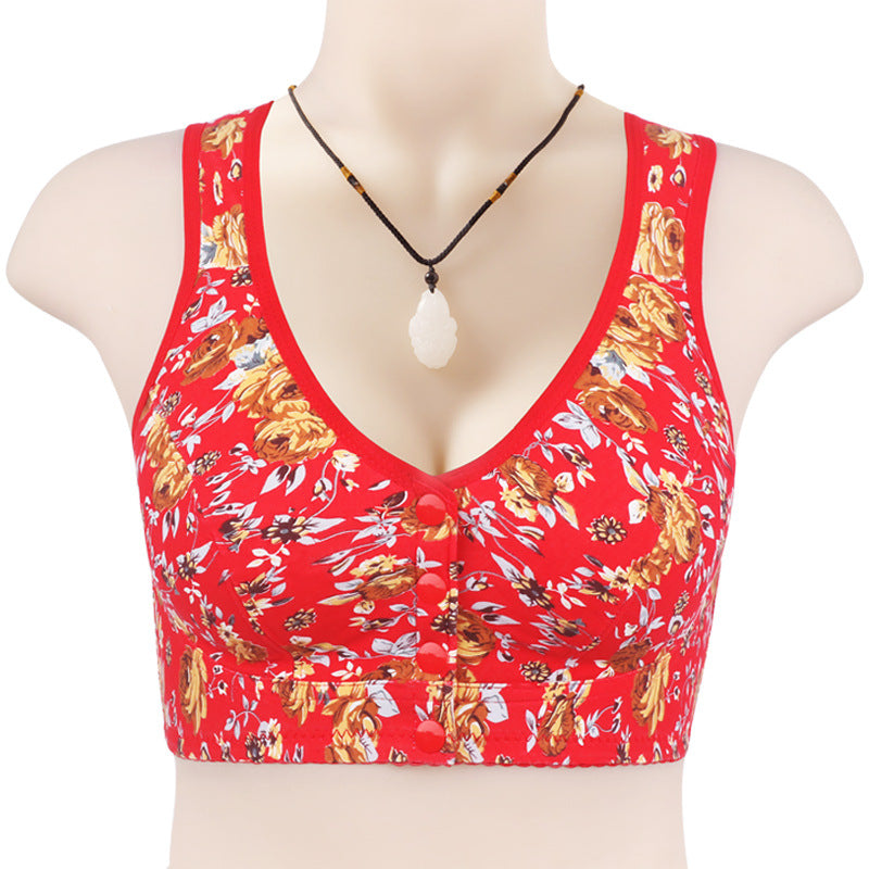 Front-Closure Printed Plus Size Wireless Bra for Women
