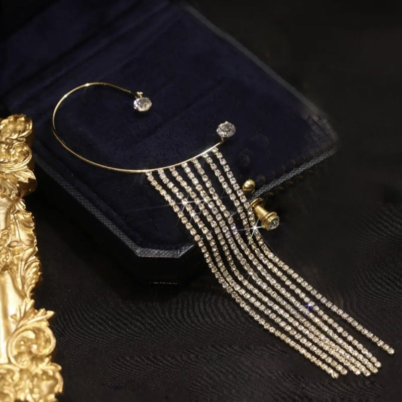 Sparkling Diamond Tassel Earrings