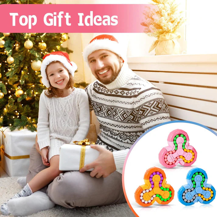 Fidget Spinner + Six-Sided Rotating Cube 2-in-1, Magic Bean Fun Educational Toy