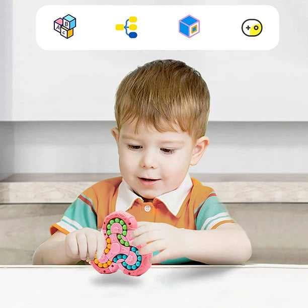 Fidget Spinner + Six-Sided Rotating Cube 2-in-1, Magic Bean Fun Educational Toy