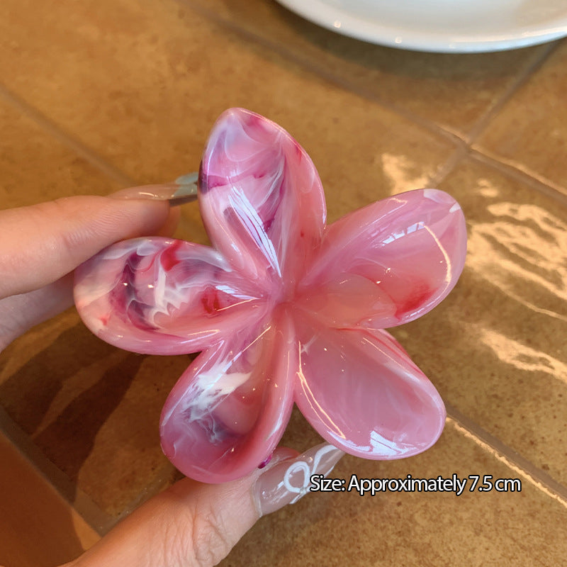 Plumeria Flower Shark Hair Claw Clip for Women – Summer Style