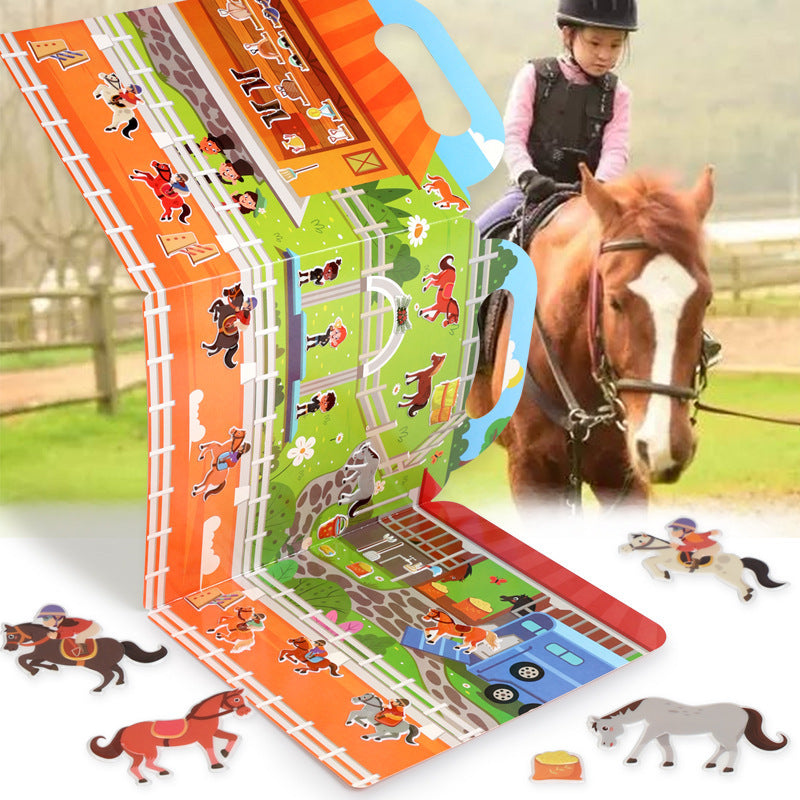 Children's reusable sticker book with waterproof double-sided design