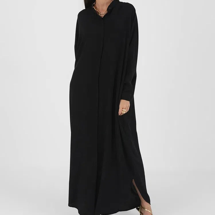 Women's Solid Color Batwing Sleeve Long Abaya Dress