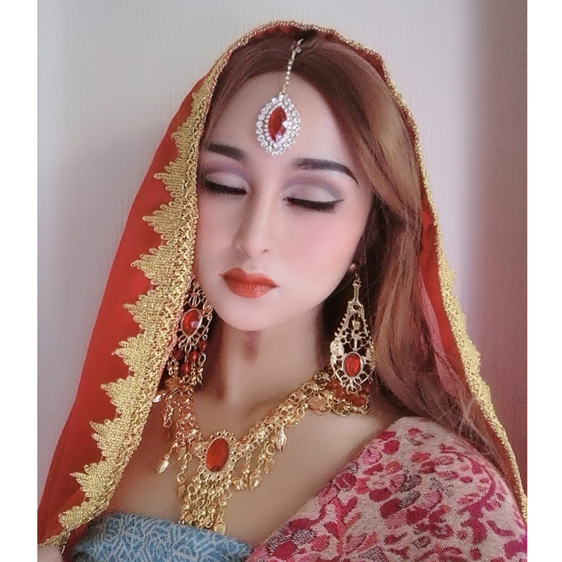 Dance Accessories For Women, Veil Headpiece, Saree Forehead Pendant, Face-Covering Scarf