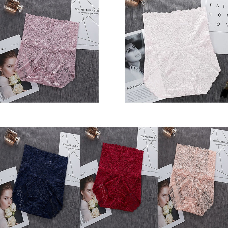 ৫ পিসিএস সেক্সি হাই-ওয়েস্ট এলিগ্যান্ট লেইস প্যান্টি