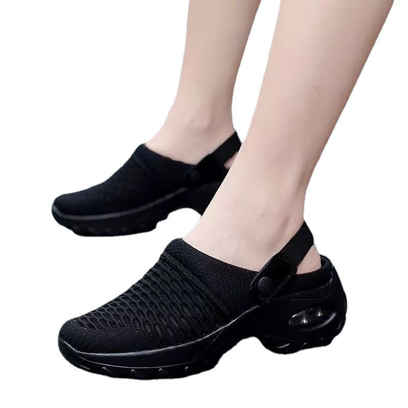Summer Net Fabric Ankle Strap Two-sided Slip-on Sandals