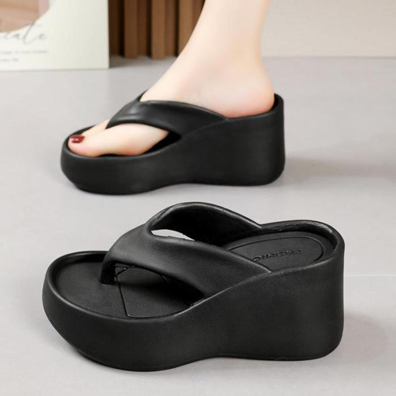 Women's Wedge Flip Flops – Thick Sole Comfort Sandals