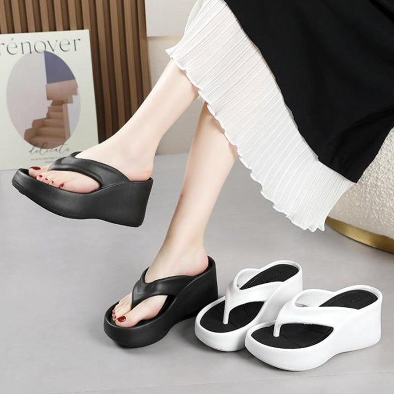 Women's Wedge Flip Flops – Thick Sole Comfort Sandals
