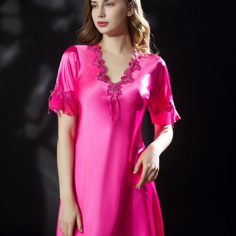 Lace Nightclothes Ice Silk Short Sleeve