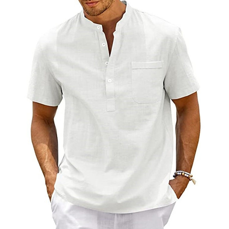 Men's Lightweight Shirt - Casual Short Sleeve, Button-Up, Loose Fit with Chest Pocket