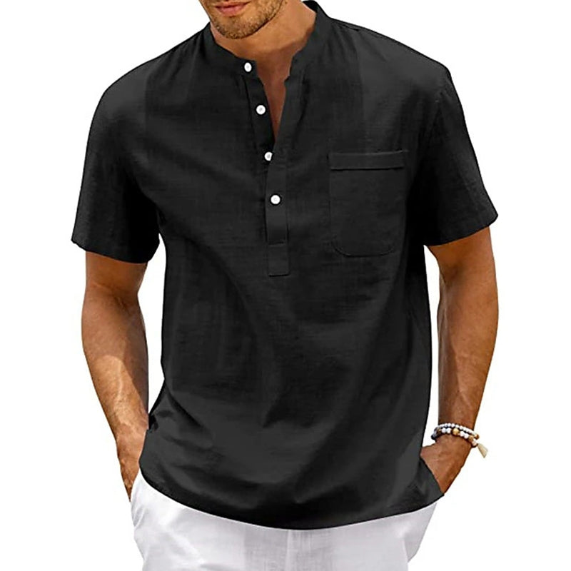 Men's Lightweight Shirt - Casual Short Sleeve, Button-Up, Loose Fit with Chest Pocket