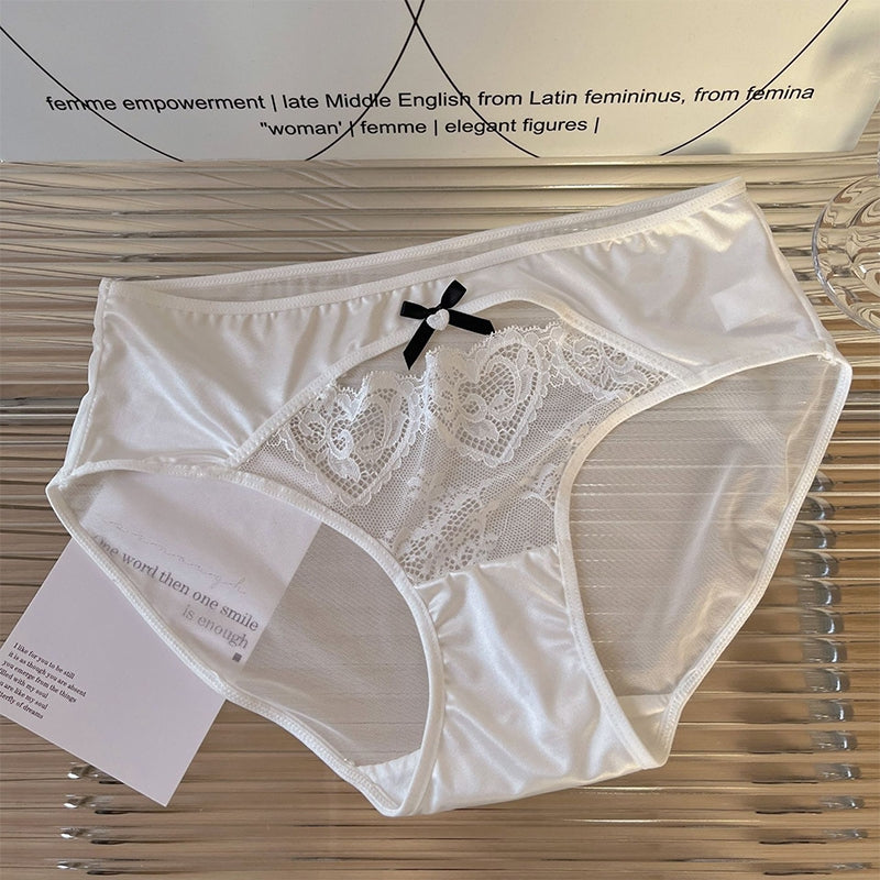 Women's French Style Light Luxury Satin Lace Bikini Briefs