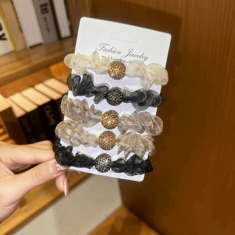 5Pcs- Mesh Beaded Headband: Versatile and Elegant