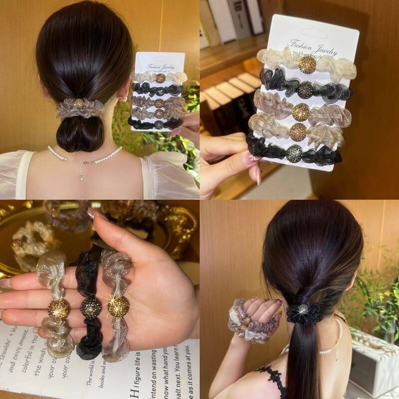 5Pcs- Mesh Beaded Headband: Versatile and Elegant