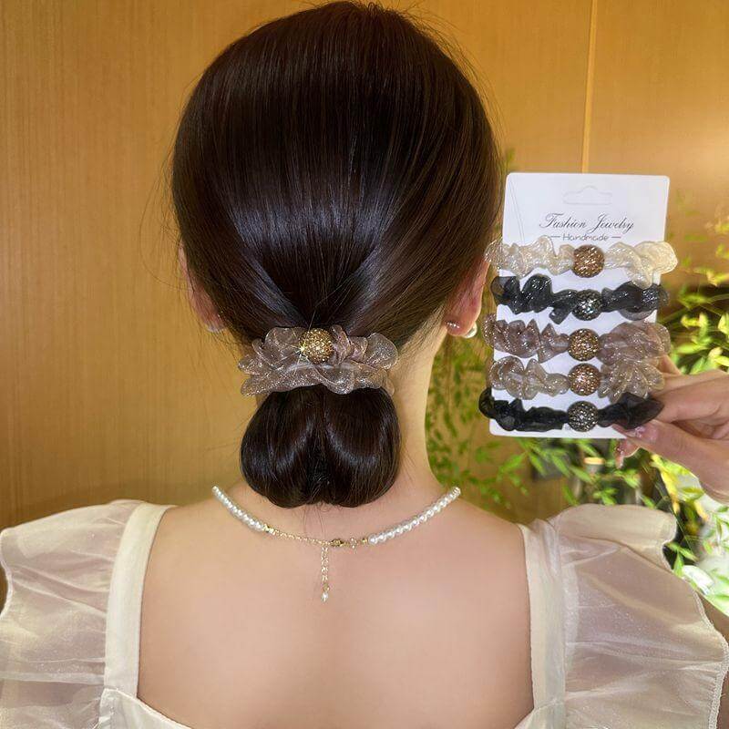 5Pcs- Mesh Beaded Headband: Versatile and Elegant