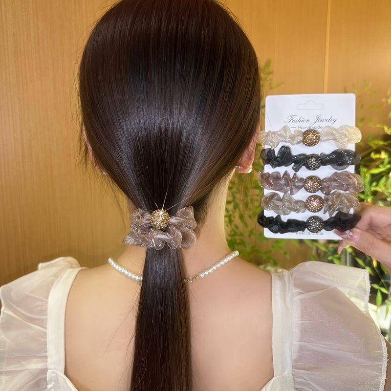 5Pcs- Mesh Beaded Headband: Versatile and Elegant