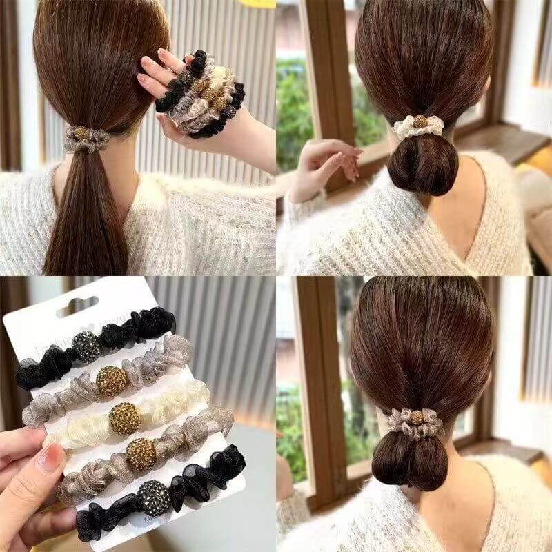 5Pcs- Mesh Beaded Headband: Versatile and Elegant