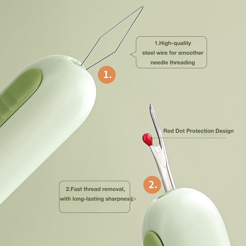 Dual-Head Hand Sewing Tool – 2-in-1 Needle Threader and Stitch Remover