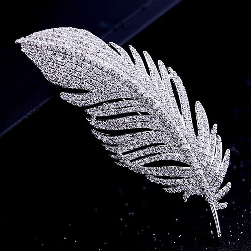 Feather Brooch - Elegant and Sophisticated Floral Pin Accessory