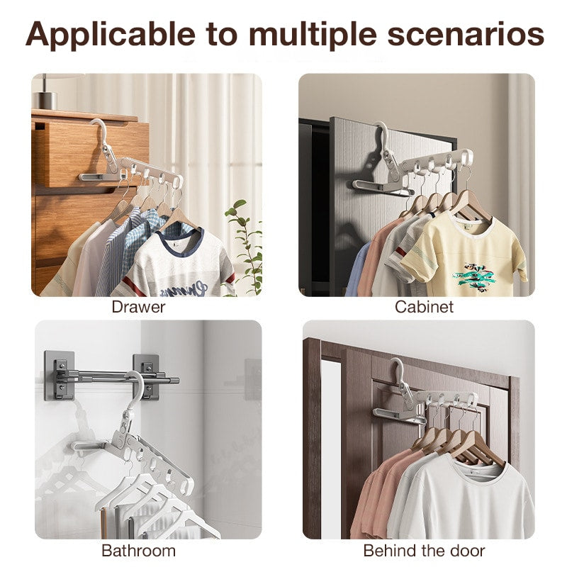 ৫-হুক ফোল্ডিং কাপড়ের র্যাক, মাল্টি-ফাংশনাল ওয়াল-মাউন্টেড ট্রাভেল এবং পোর্টেবল কাপড়ের হ্যাঙ্গার