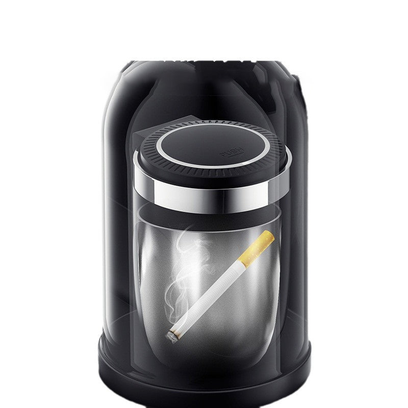 Car Ashtray with One-Touch Lid, Soft LED Light, Metal Inner Liner, Automotive Cigarette Ashtray