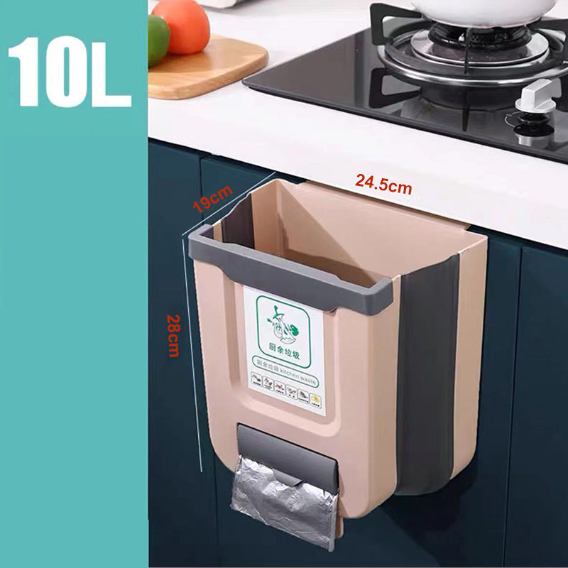Kitchen Folding Trash Can Hanging Cabinet Door Food Waste Bin