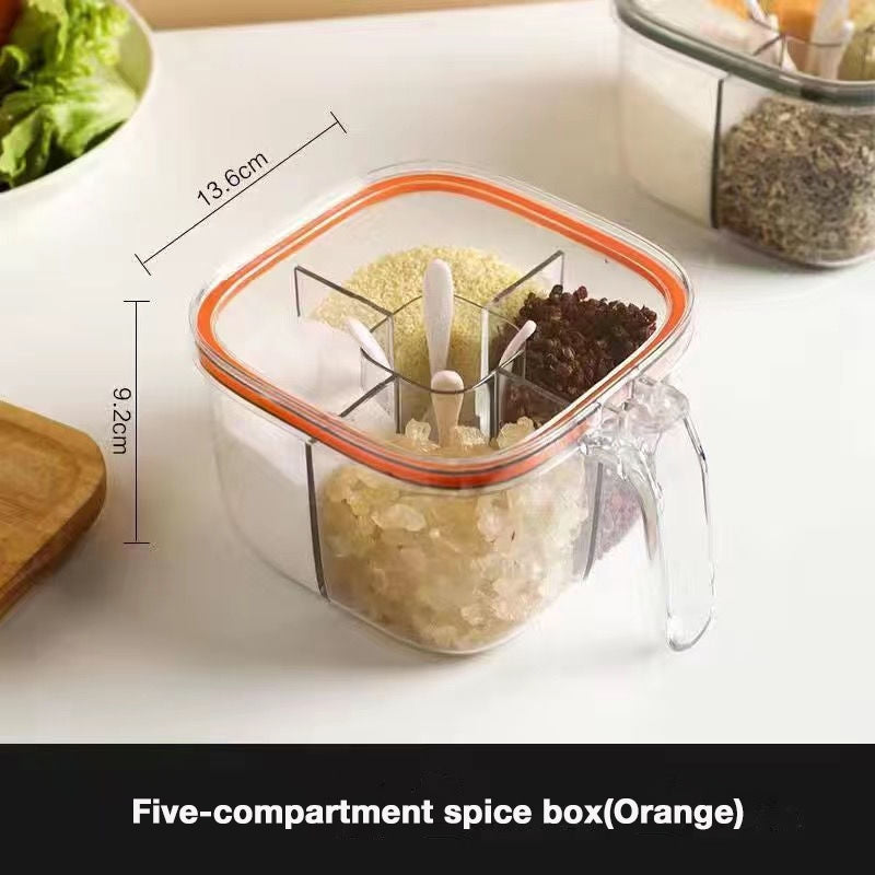 All-in-One Multi-Compartment Kitchen Spice Box, Transparent Multifunctional Seasoning Jar