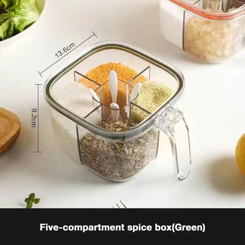 All-in-One Multi-Compartment Kitchen Spice Box, Transparent Multifunctional Seasoning Jar