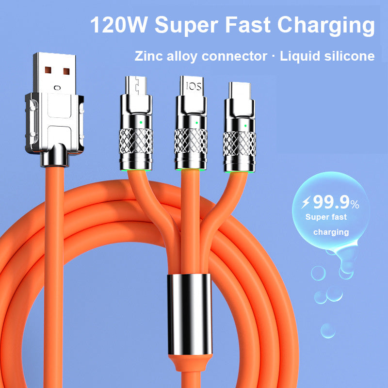 Super Fast Charging With LED Light 3-in-1 Data Cable
