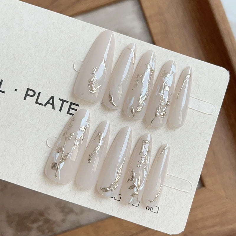 Floral Long Simple Patch Nails, Easy-to-wear Manicure