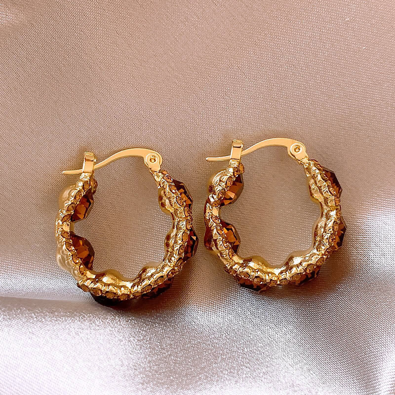 High-end Crystal Circle Ear Clips, Elegant And Chic Luxury Earrings