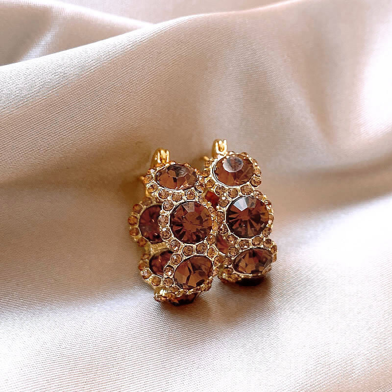 High-end Crystal Circle Ear Clips, Elegant And Chic Luxury Earrings