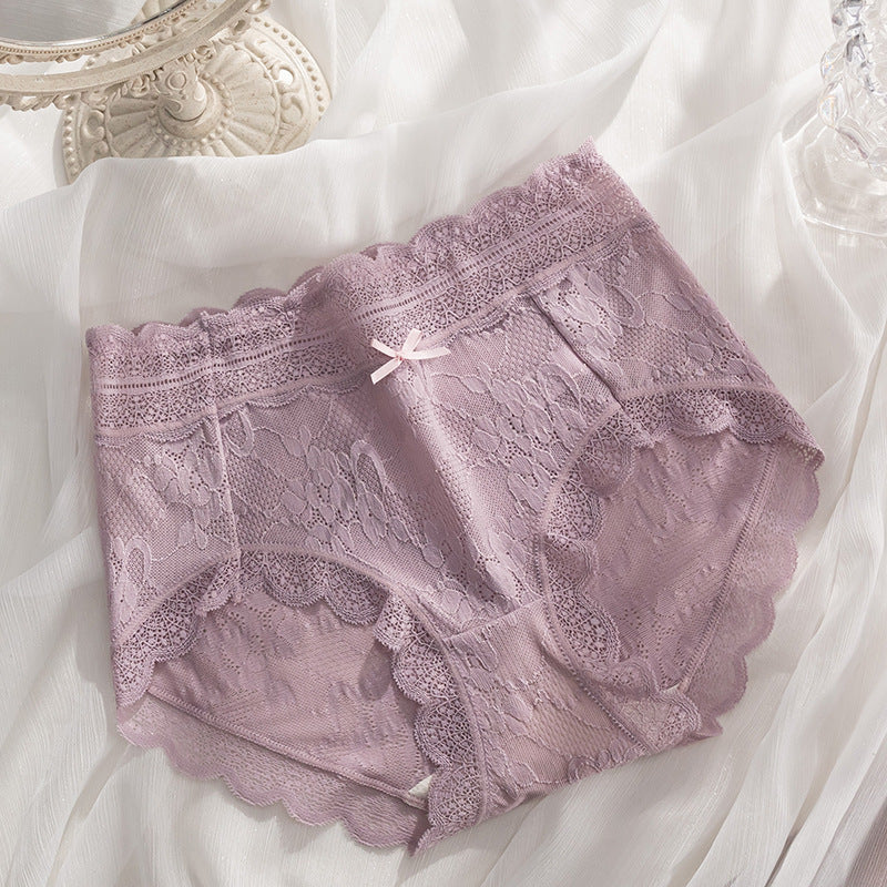 Sexy Hollow Lace Mid-waist Panties For Women