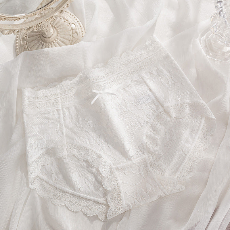 Sexy Hollow Lace Mid-waist Panties For Women