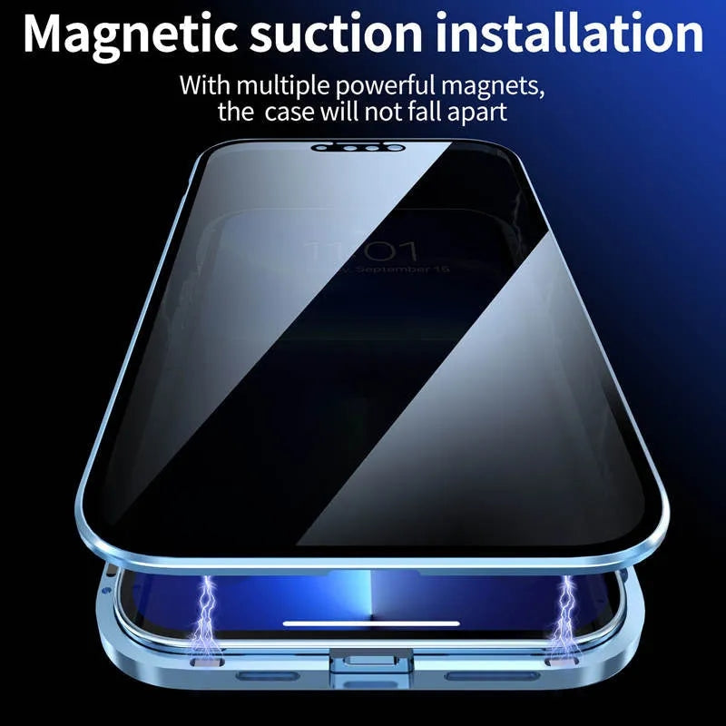 【Some mobile phone models are currently in local stock & have limited time discounts】IPhone Magnetic Double-Sided Privacy Glass Case