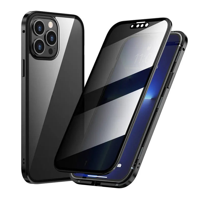【Some mobile phone models are currently in local stock & have limited time discounts】IPhone Magnetic Double-Sided Privacy Glass Case