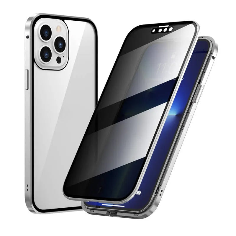 【Some mobile phone models are currently in local stock & have limited time discounts】IPhone Magnetic Double-Sided Privacy Glass Case