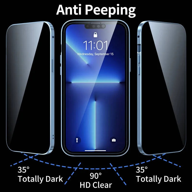 【Some mobile phone models are currently in local stock & have limited time discounts】IPhone Magnetic Double-Sided Privacy Glass Case