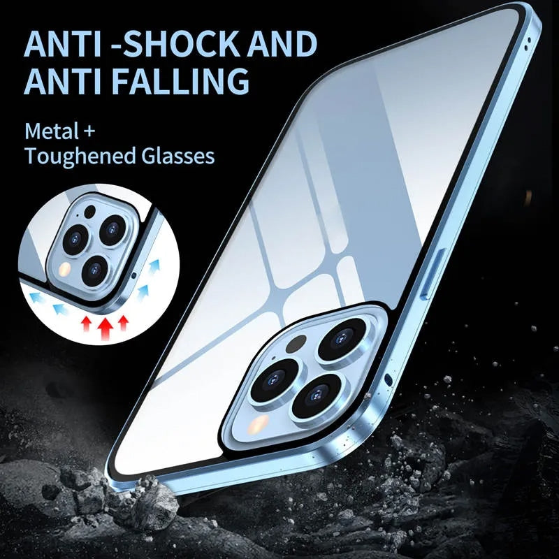 【Some mobile phone models are currently in local stock & have limited time discounts】IPhone Magnetic Double-Sided Privacy Glass Case